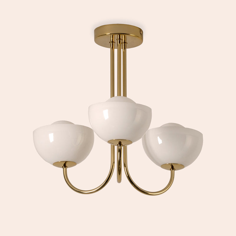 Brass 3 light dome ceiling light
