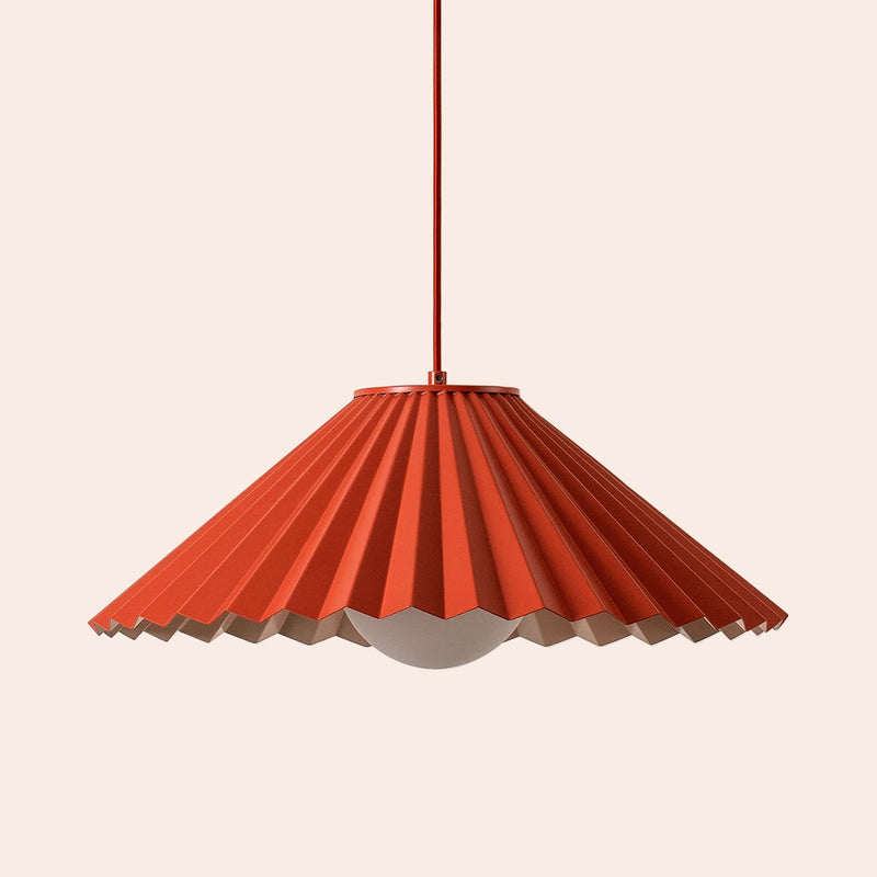 Burnt orange large pleat pendant ceiling light