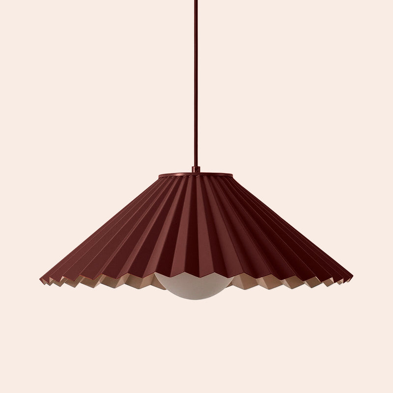 Burgundy large pleat pendant ceiling light