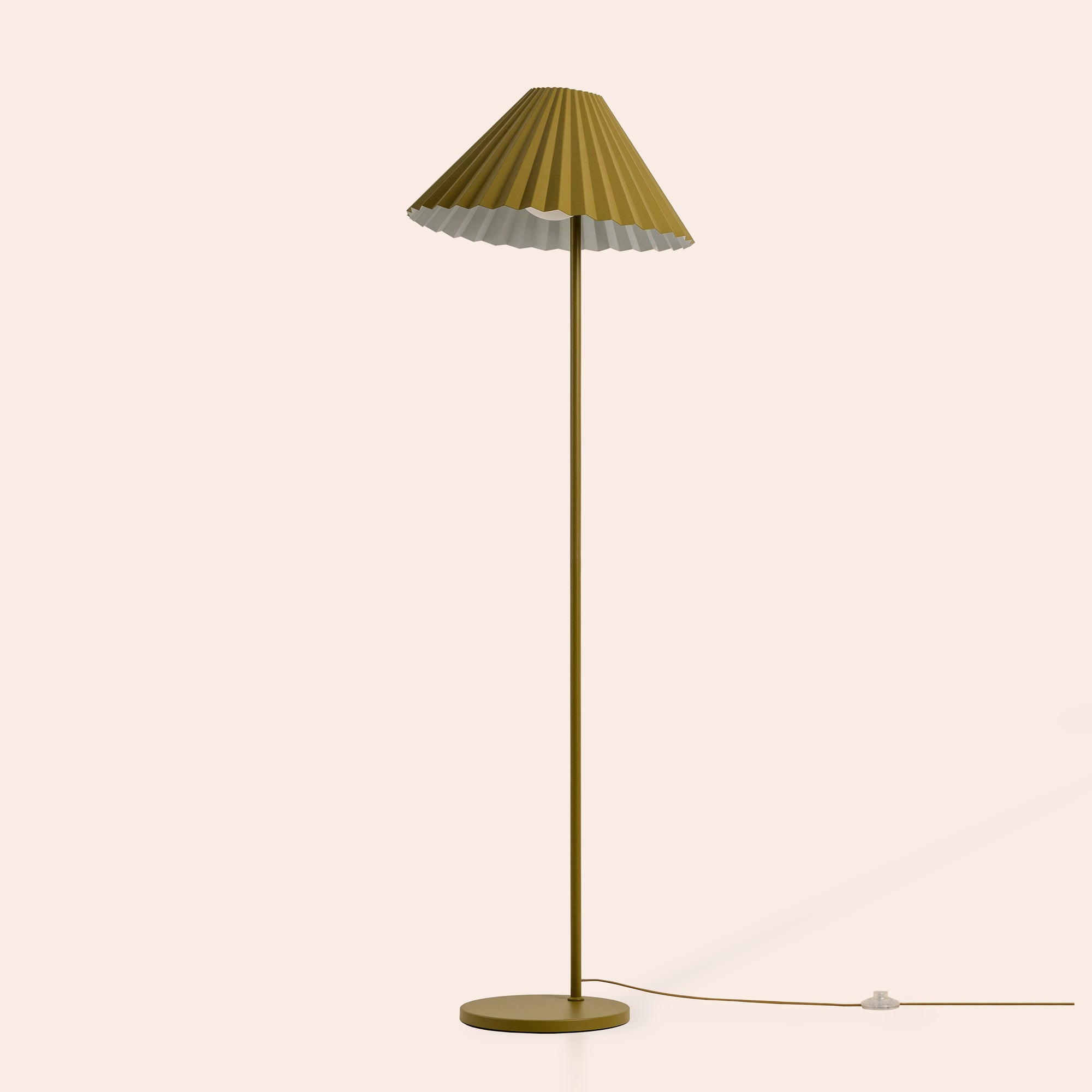 Moss green pleat floor lamp