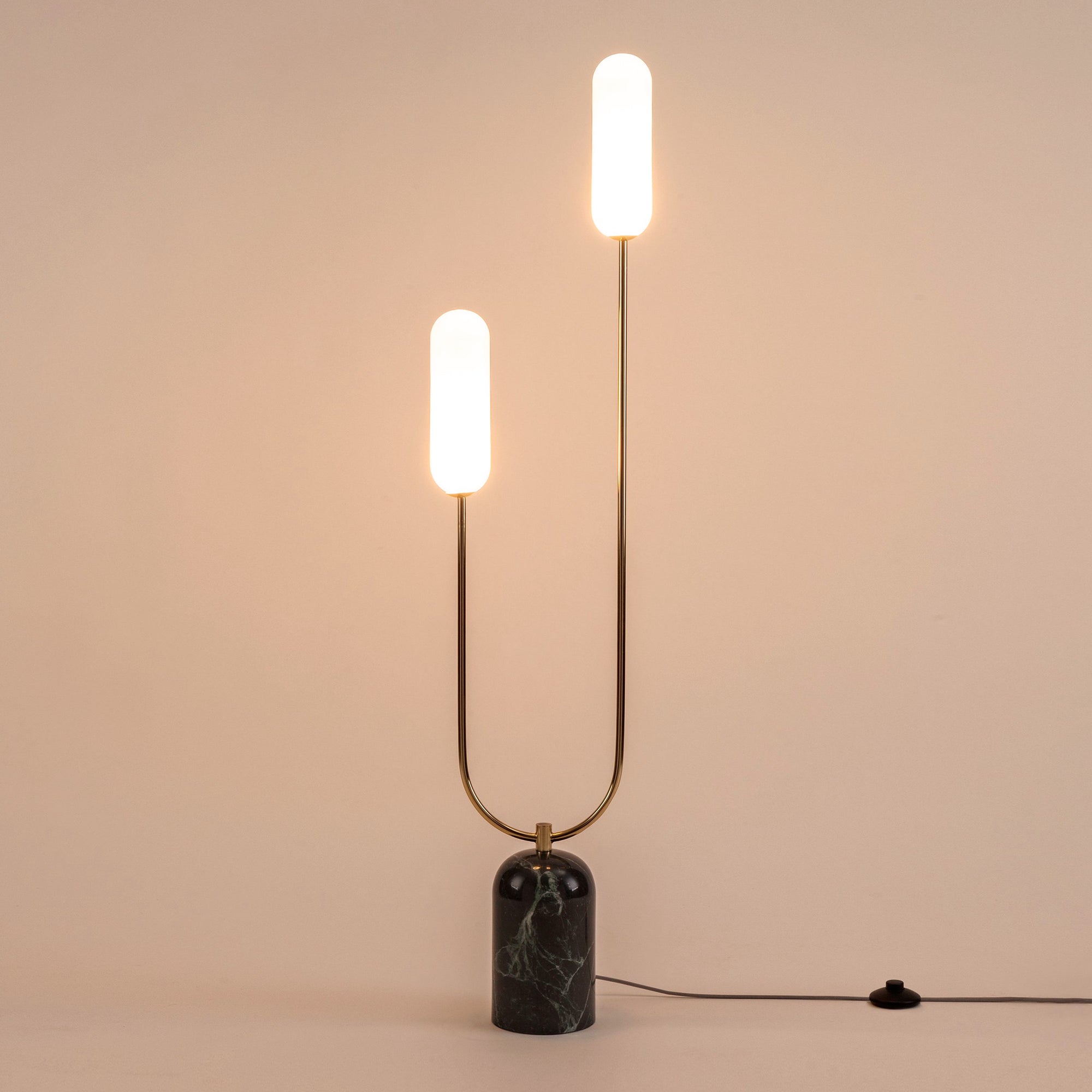 Olive green marble curve floor lamp