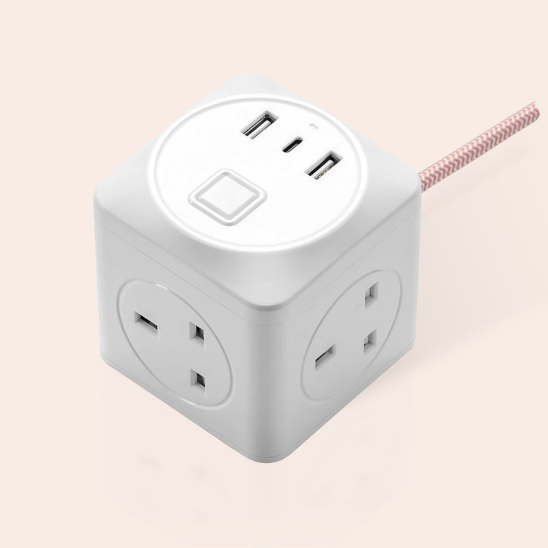 Blossom pink fabric cable extension lead