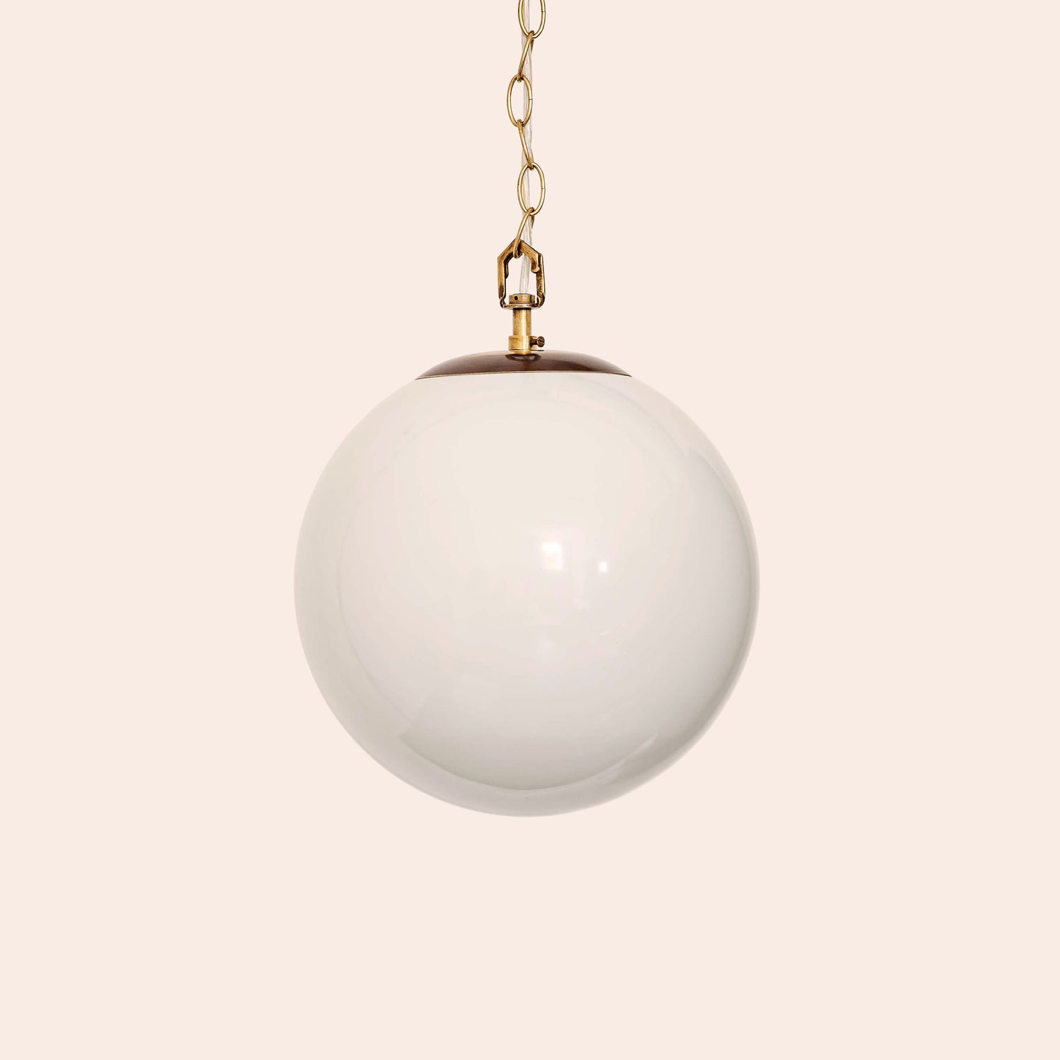 Brass round opaline ceiling pendant