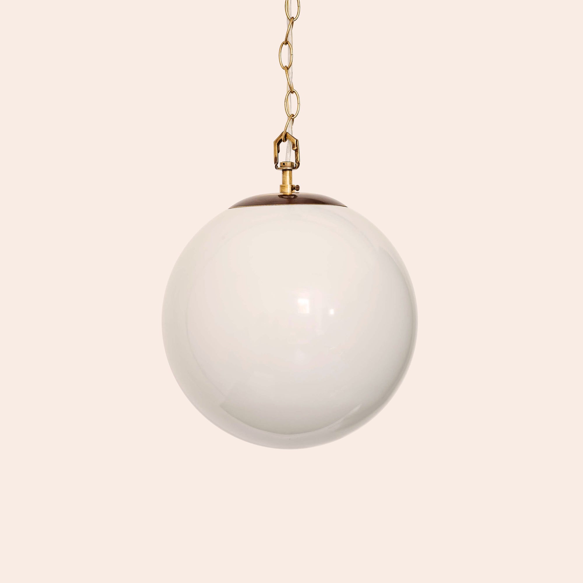 Brass round opaline ceiling pendant