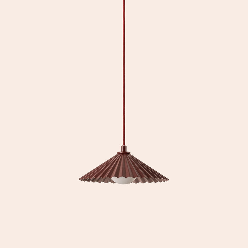 Burgundy small pleat pendant ceiling light
