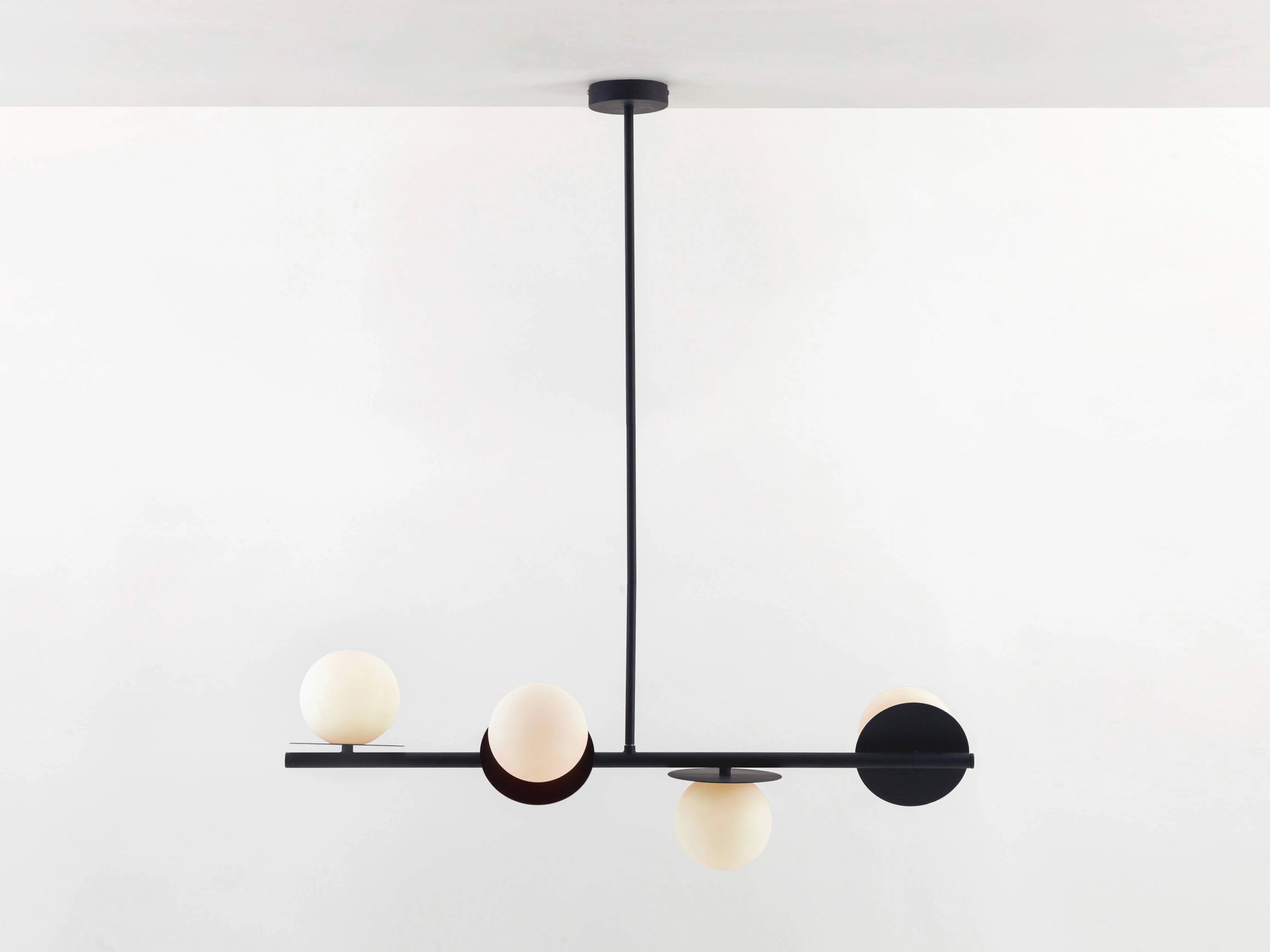 Charcoal grey opal disk ceiling light