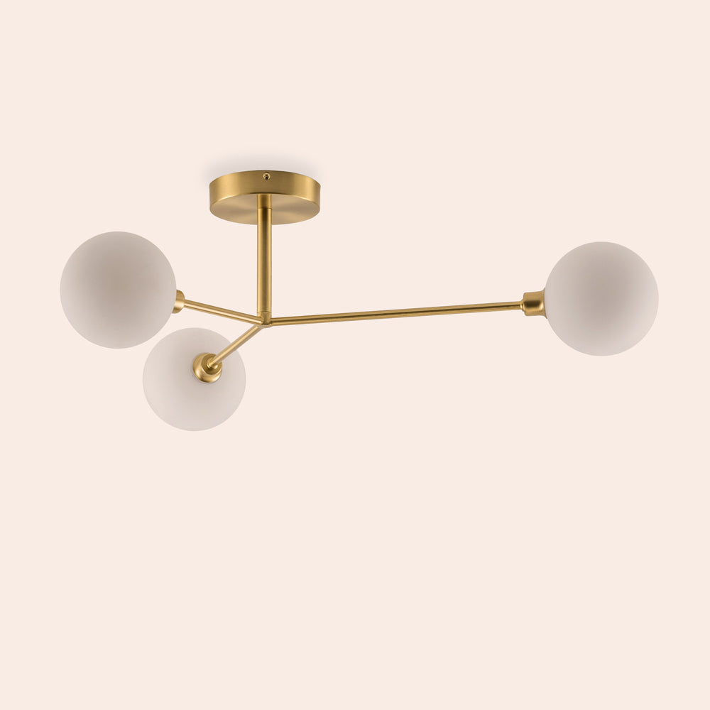 Brass 3 light flush ceiling light