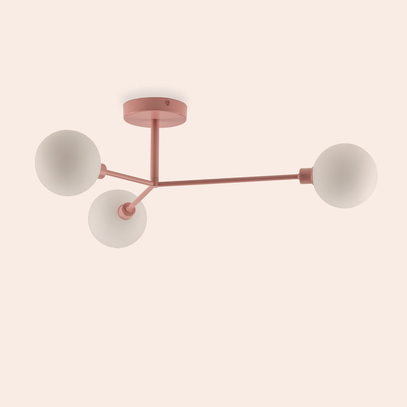 Blossom pink 3 light flush ceiling light