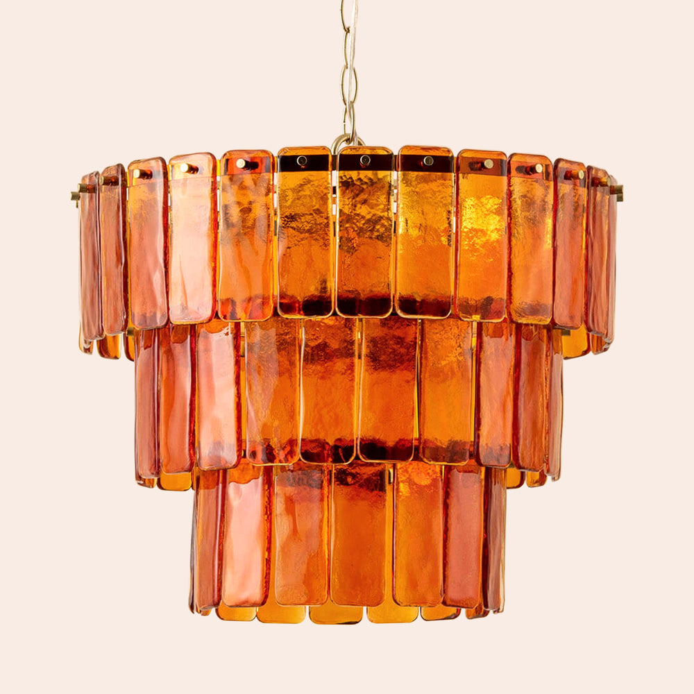 Amber large glass chandelier ceiling light
