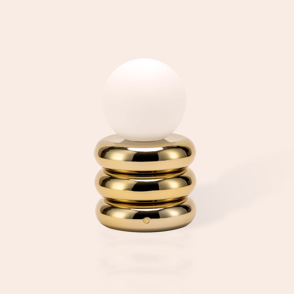 Brass tube cordless table lamp