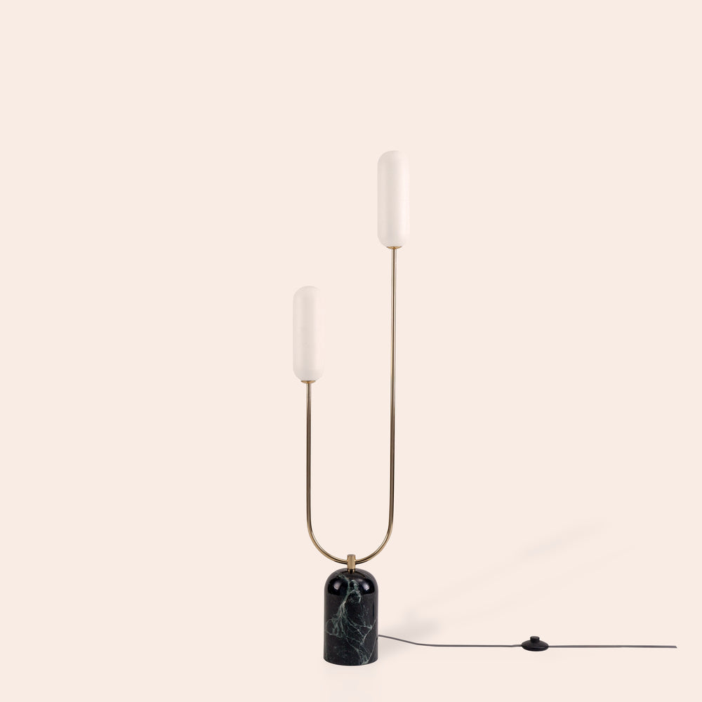 Olive green marble curve floor lamp
