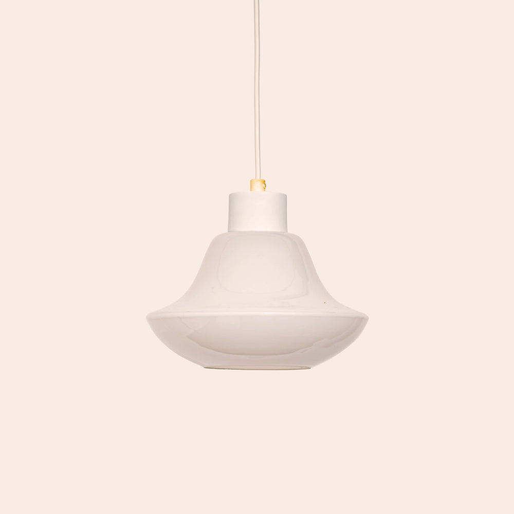 White opaline curved ceiling pendant