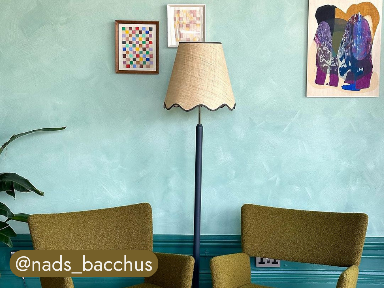 Charcoal grey turned wood floor lamp