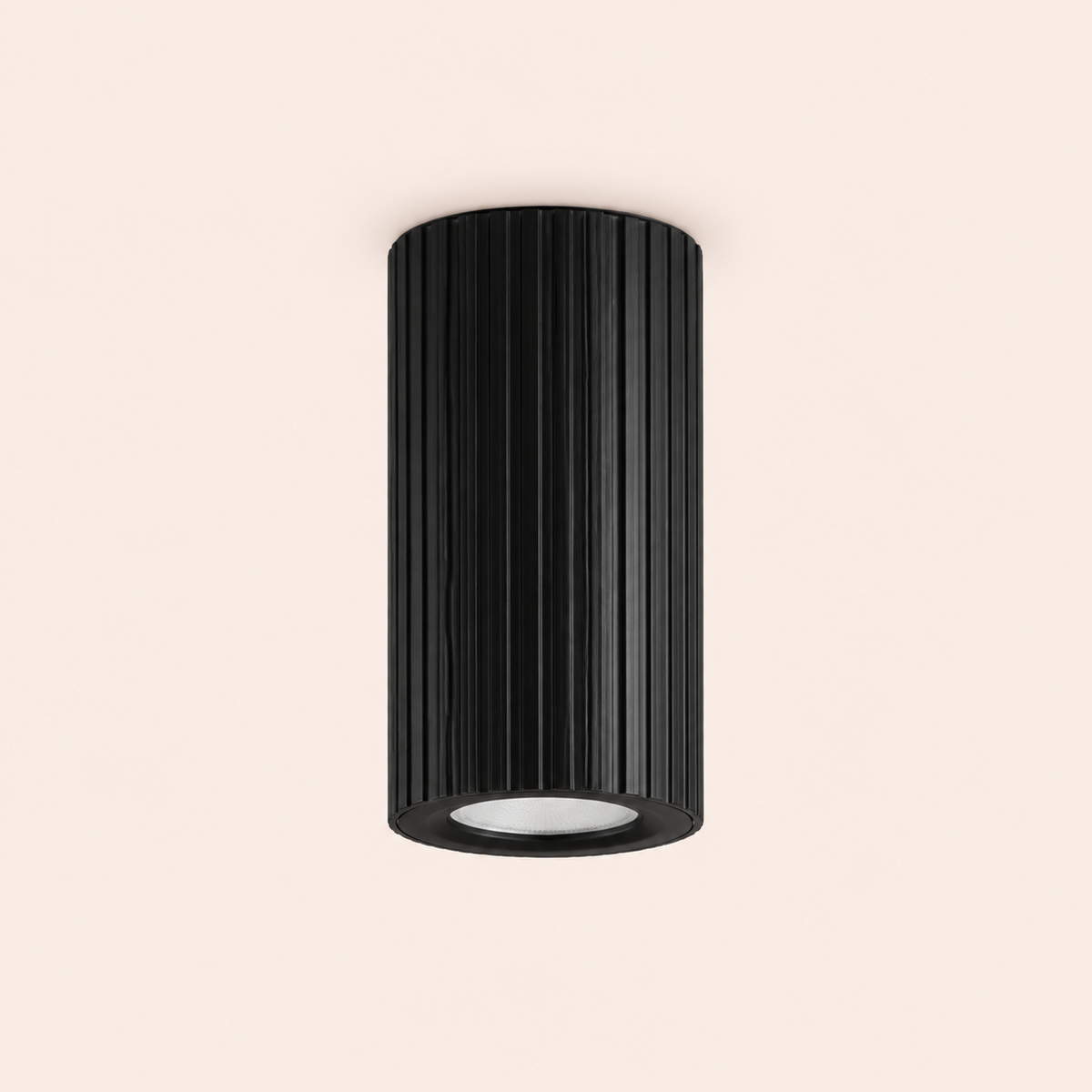 black ribbed ceiling spotlight