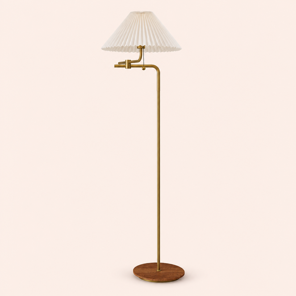 brass pleated shade floor lamp