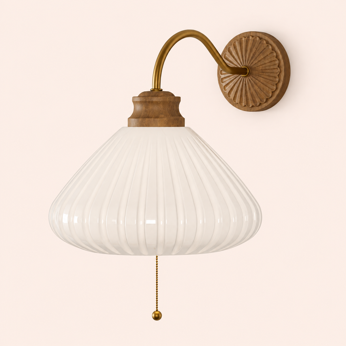 brass ribbed glass wall light