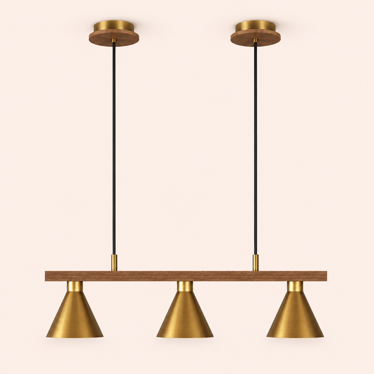 brass triple cone bar pendant