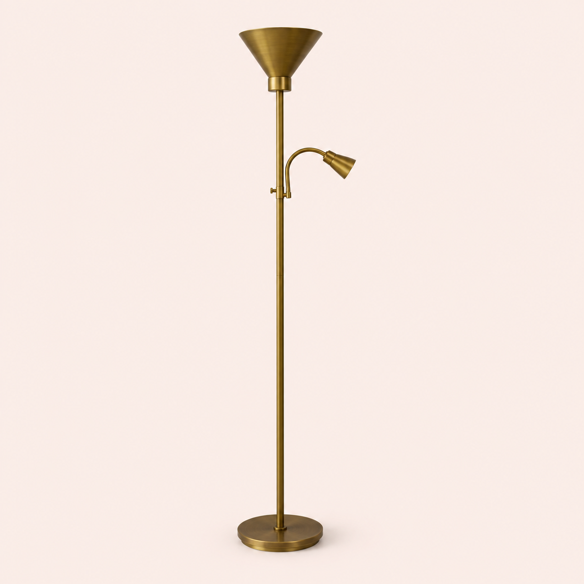 brass uplighter reading floor lamp