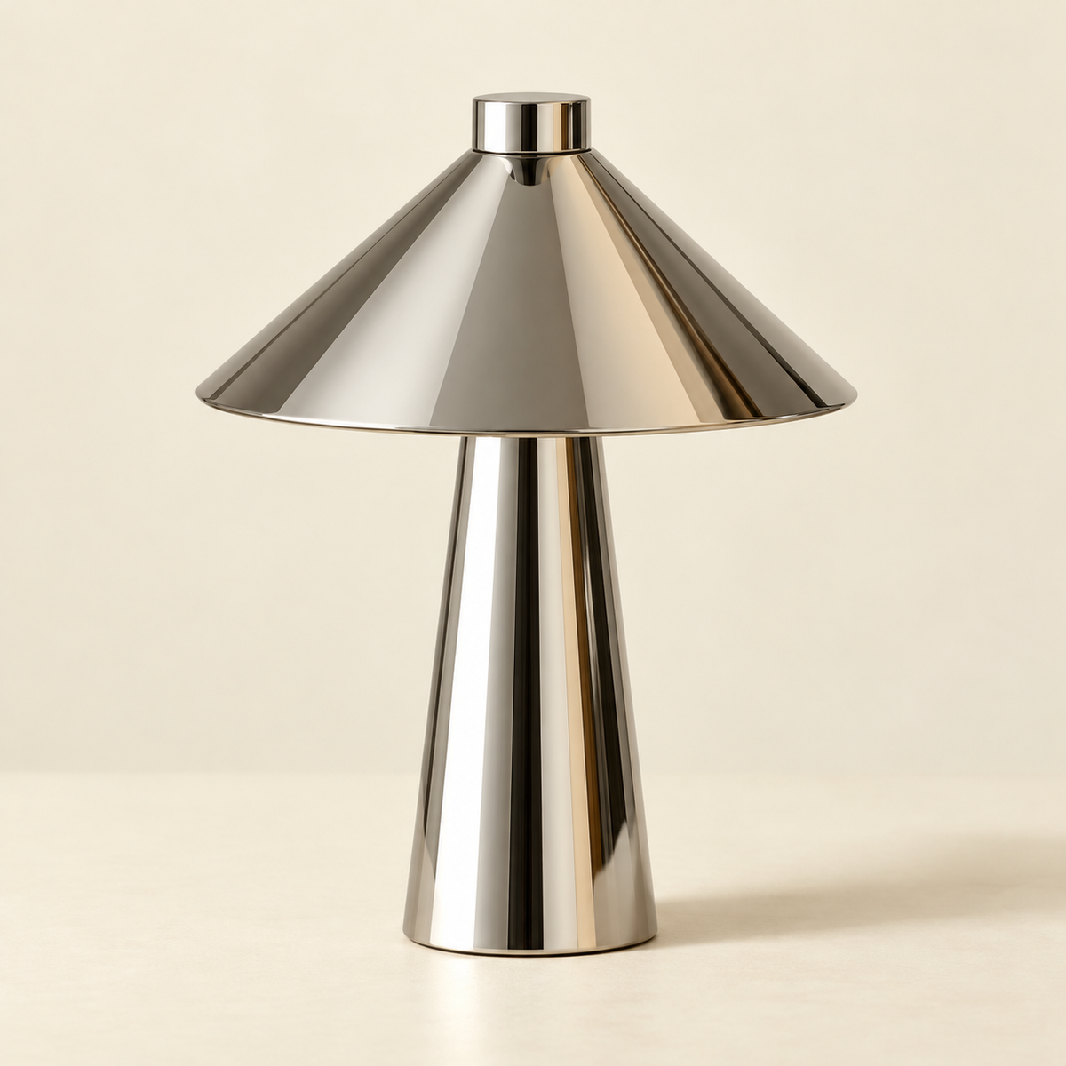 Chrome cone table lamp