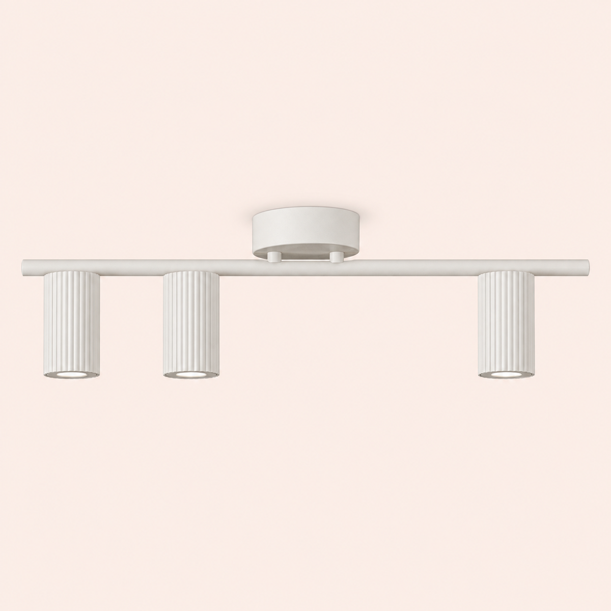 white ribbed three spot ceiling light