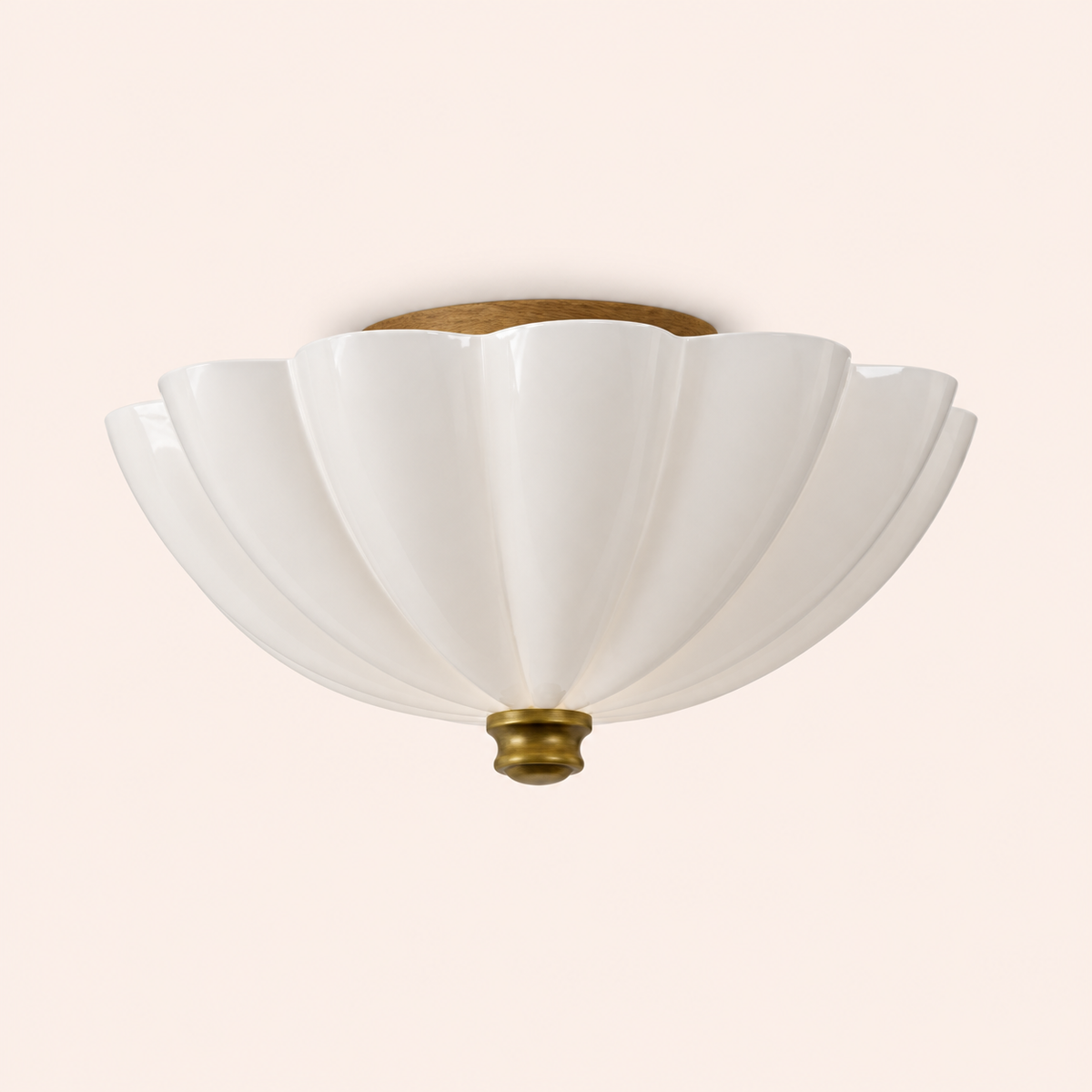 white scalloped flush ceiling light