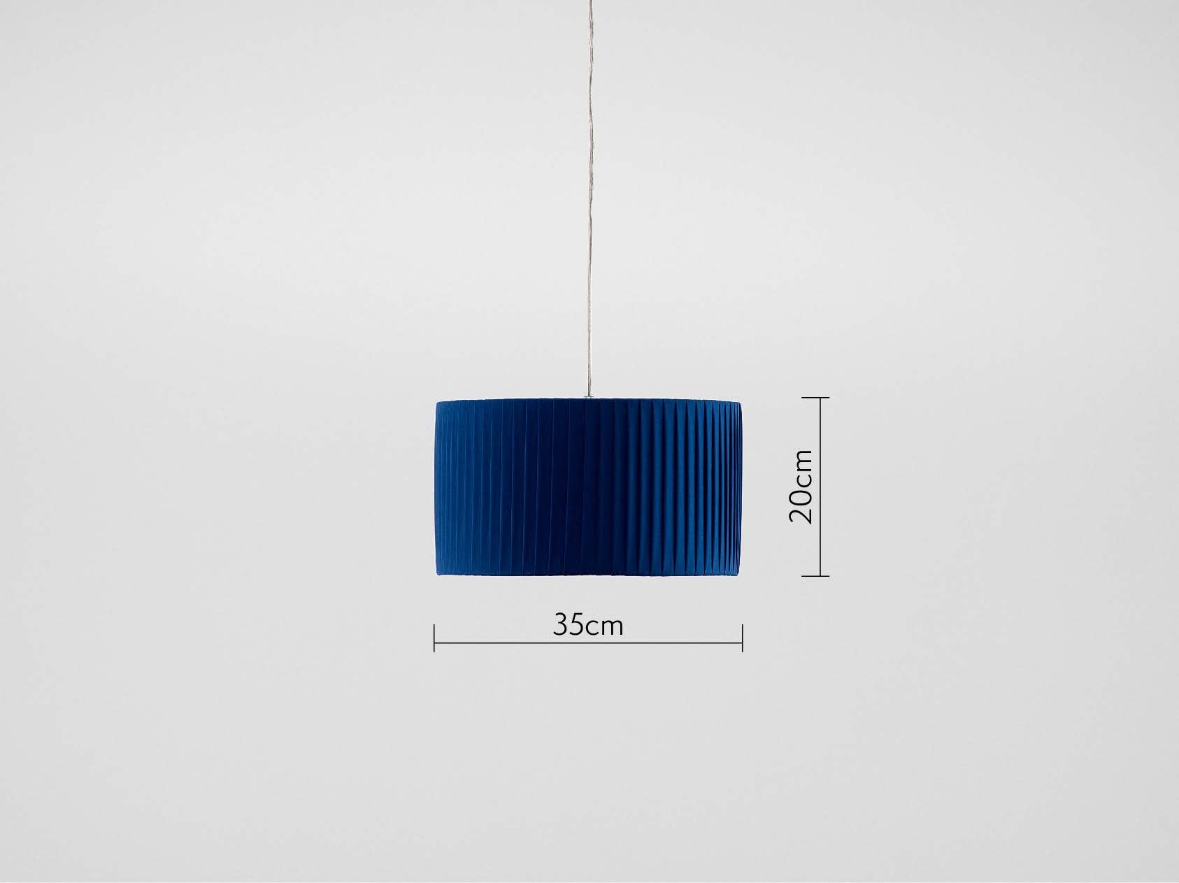 Pleated shade small blue | dimensions | houseof.com