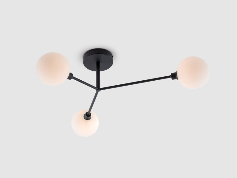 Charcoal grey 3 light flush ceiling light