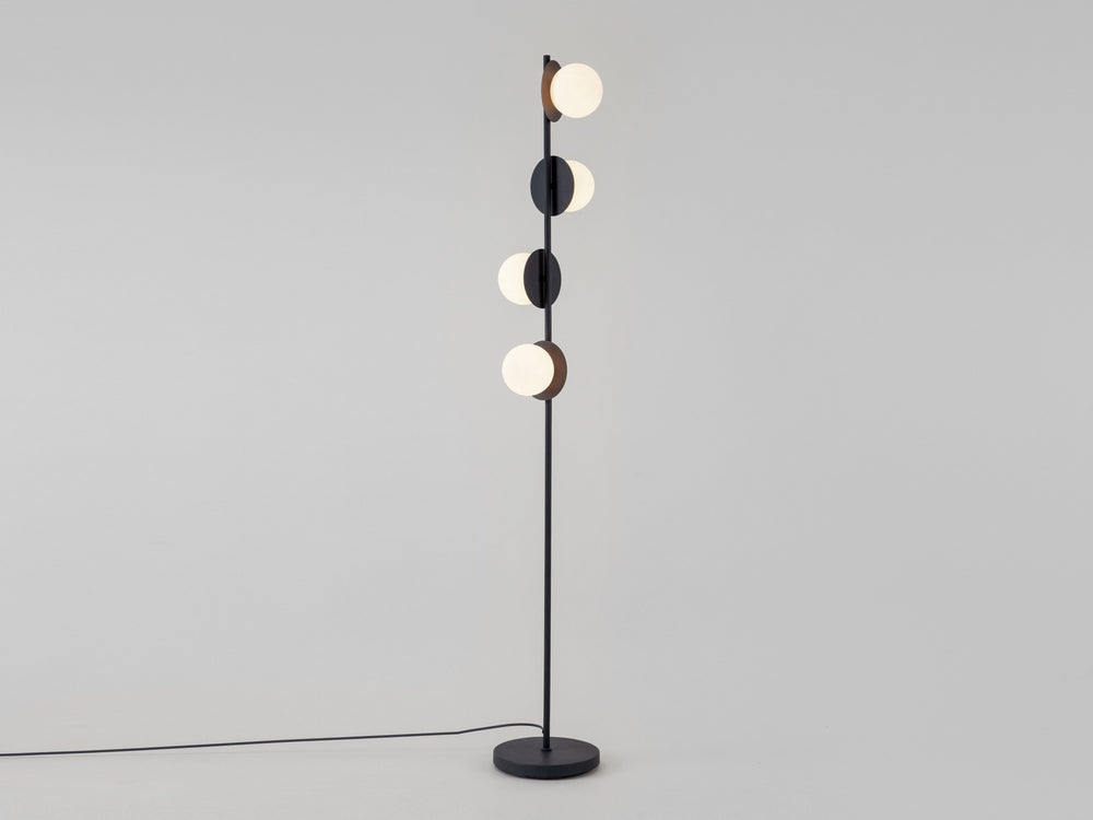 Charcoal grey opal disk floor lamp