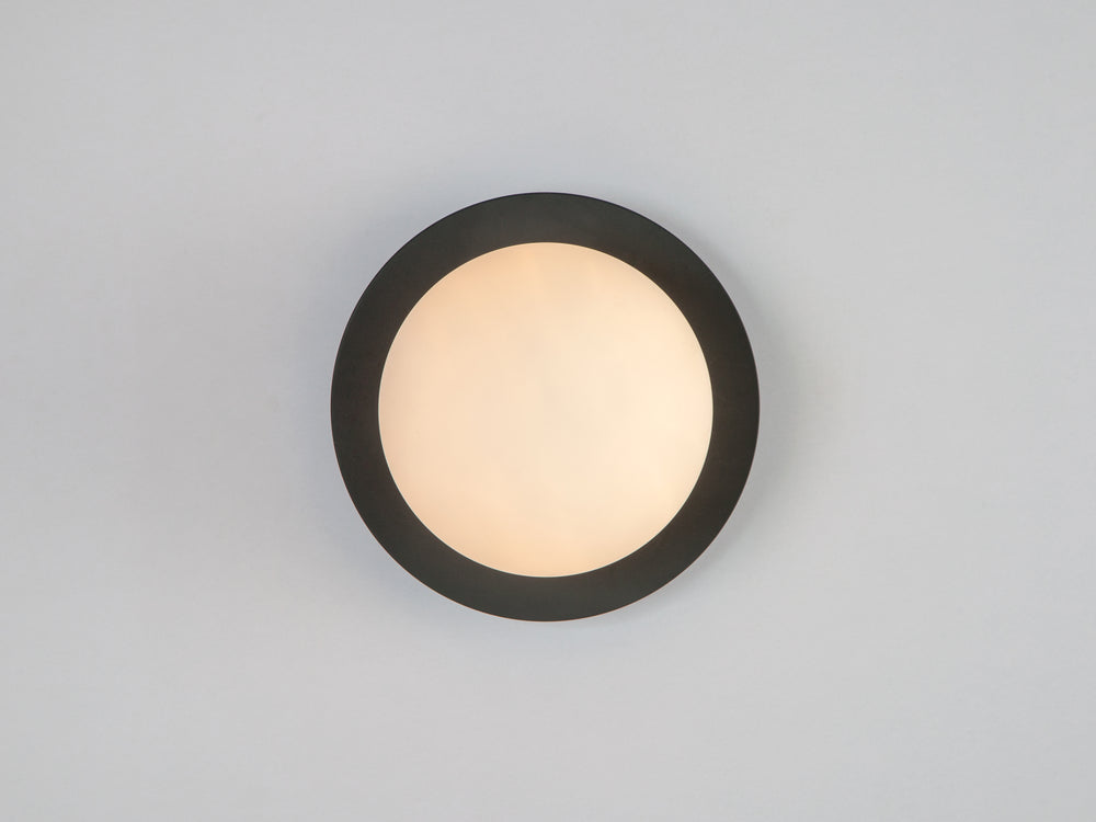 Charcoal grey opal disk wall light